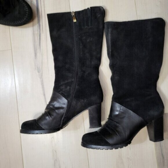 Antelope Black Sueded Leather Tall Boots Sz 6.5 - Picture 4 of 8